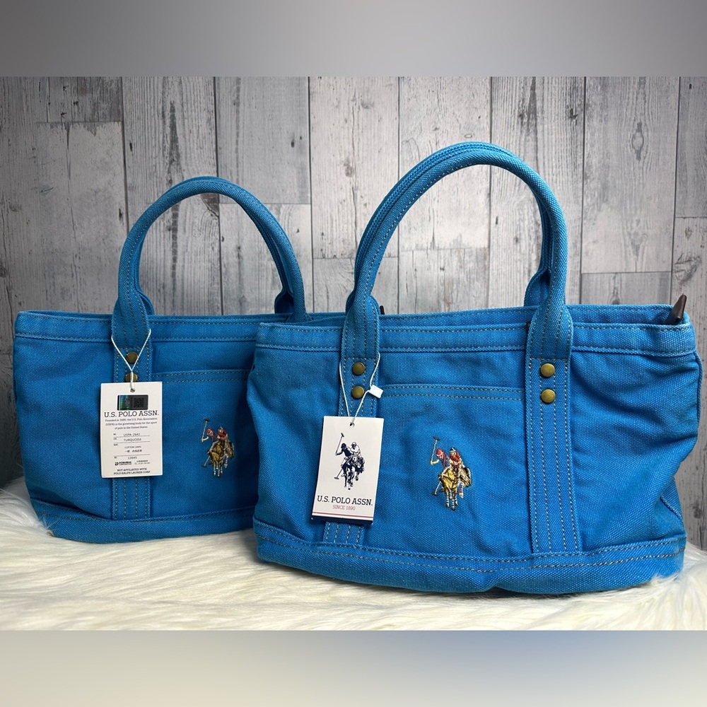 US POLO ASSN denim handbags in turquoise